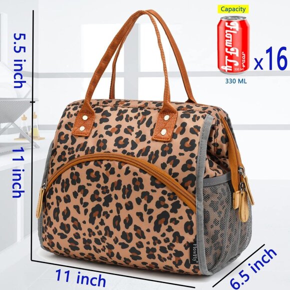 Insulated Lunch Bag Wide-Open Lunch Box Large Tote Leakproof Cooler with Drink H - Picture 4 of 8